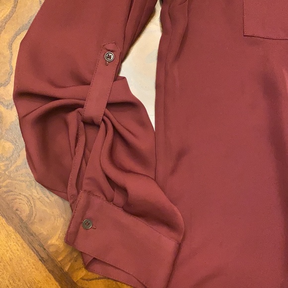 NOT FOR SALE. EUC BEAUTIFUL MAROON DRESS BLOUSE CANDIES - Picture 4 of 10